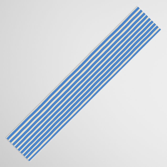 Nautical Blue White Stripes Hand Painted Coastal Pattern Table Runner Gallery Image 3