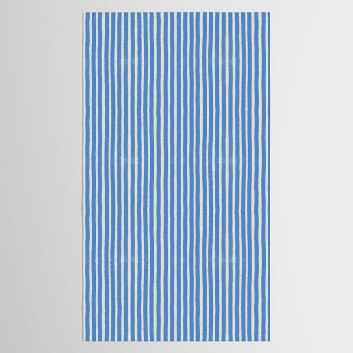 Nautical Blue White Stripes Hand Painted Coastal Pattern Tablecloth Gallery Image 2