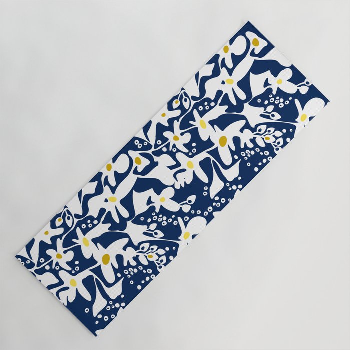 Blue jungle: Organic shapes and flowers Yoga Mat Gallery Image 1
