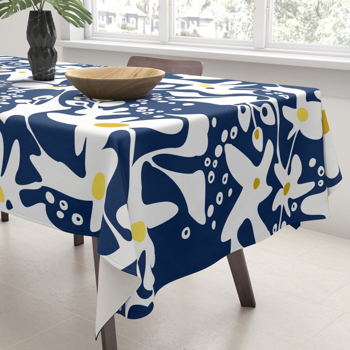 Blue jungle: Organic shapes and flowers Tablecloth Gallery Image 3