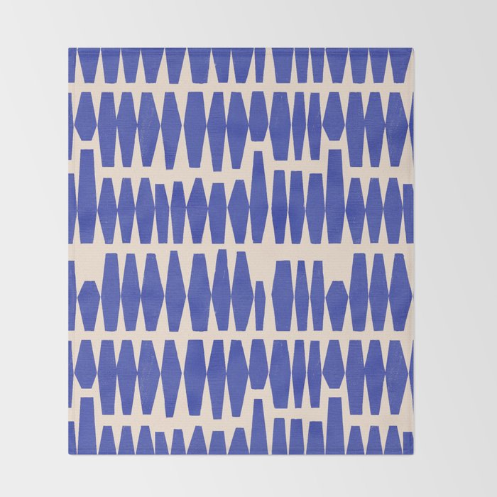 Handrawn Geometric Blue Pattern Throw Blanket Gallery Image 2