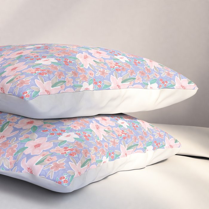 Marker Florals - Blue Coral Pillow Sham Gallery Image 3