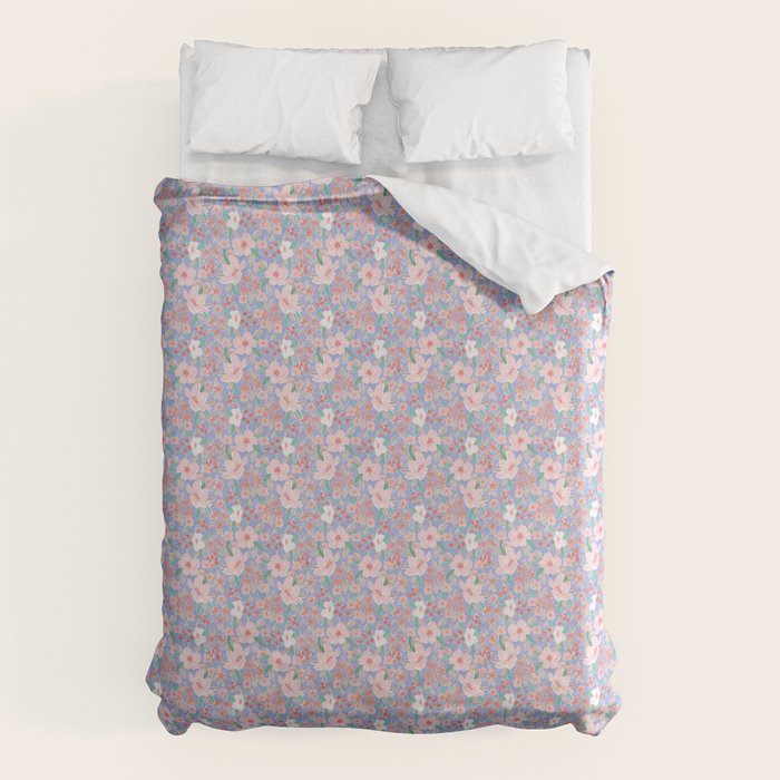 Marker Florals - Blue Coral Duvet Cover Gallery Image 6