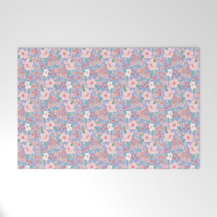 Marker Florals - Blue Coral Welcome Mat Gallery Image 1