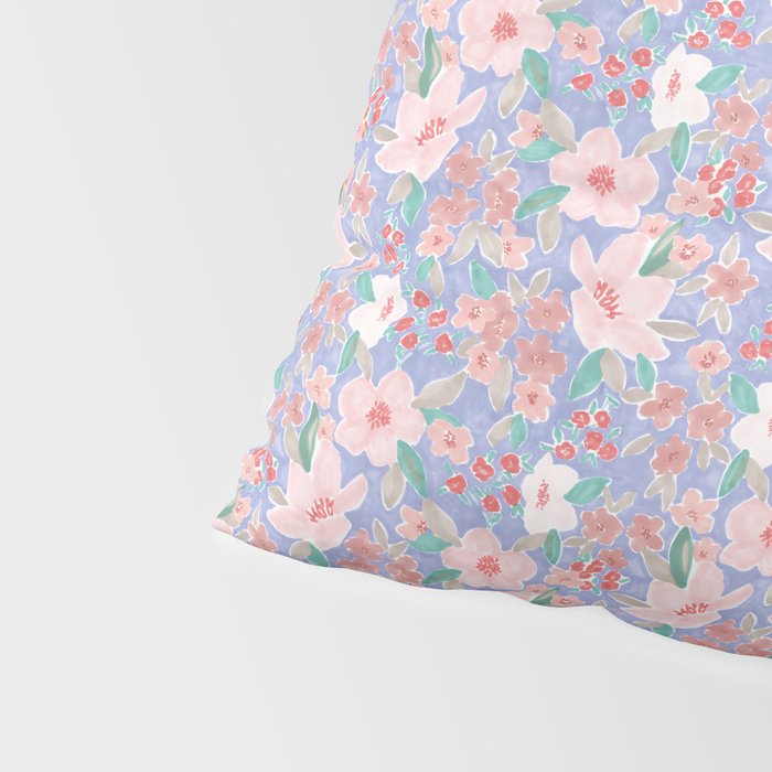 Marker Florals - Blue Coral Pillow Sham Gallery Image 4