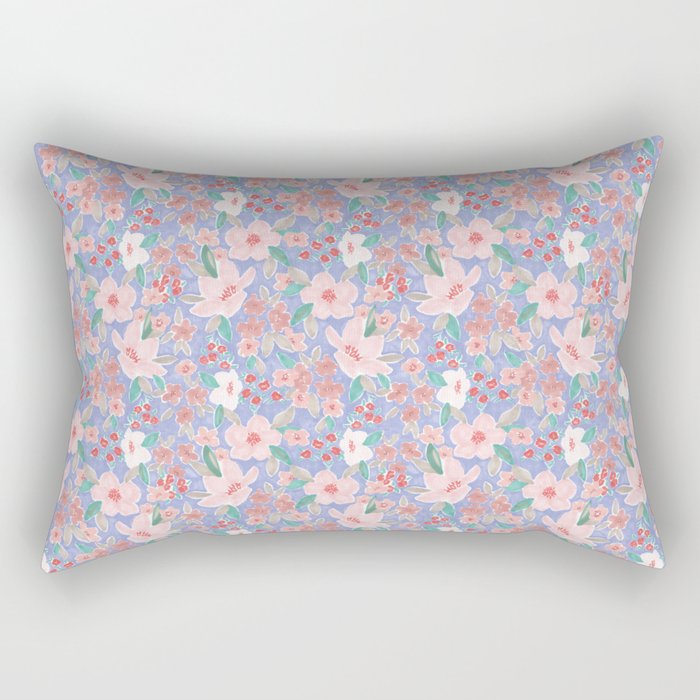 Marker Florals - Blue Coral Rectangular Pillow Gallery Image 2