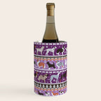 Fluffy and bright fair isle knitting doggie friends // seance purple and east side violet background brown orange white and grey dog breeds  Wine Chiller Gallery Image 3