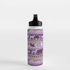 Fluffy and bright fair isle knitting doggie friends // seance purple and east side violet background brown orange white and grey dog breeds  Water Bottle Gallery Image 3