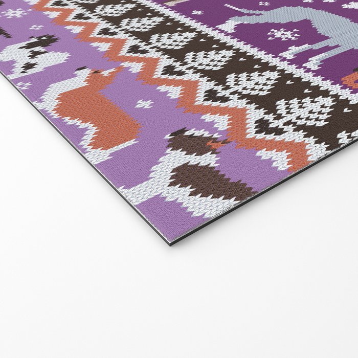Fluffy and bright fair isle knitting doggie friends // seance purple and east side violet background brown orange white and grey dog breeds  Welcome Mat Gallery Image 2