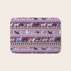 Fluffy and bright fair isle knitting doggie friends // seance purple and east side violet background brown orange white and grey dog breeds  Bath Mat Gallery Image 1
