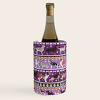 Fluffy and bright fair isle knitting doggie friends // seance purple and east side violet background brown orange white and grey dog breeds  Wine Chiller Gallery Image 1