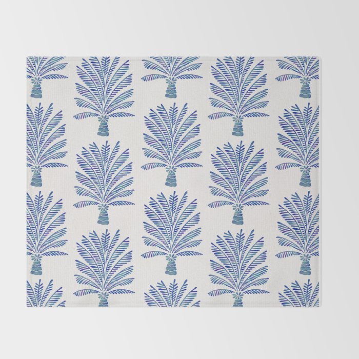 Palm Tree - Navy Palette Throw Blanket Gallery Image 2