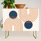 Mid Century Modern Geometric 195 in Navy Blue Orange Credenza Gallery Image 1