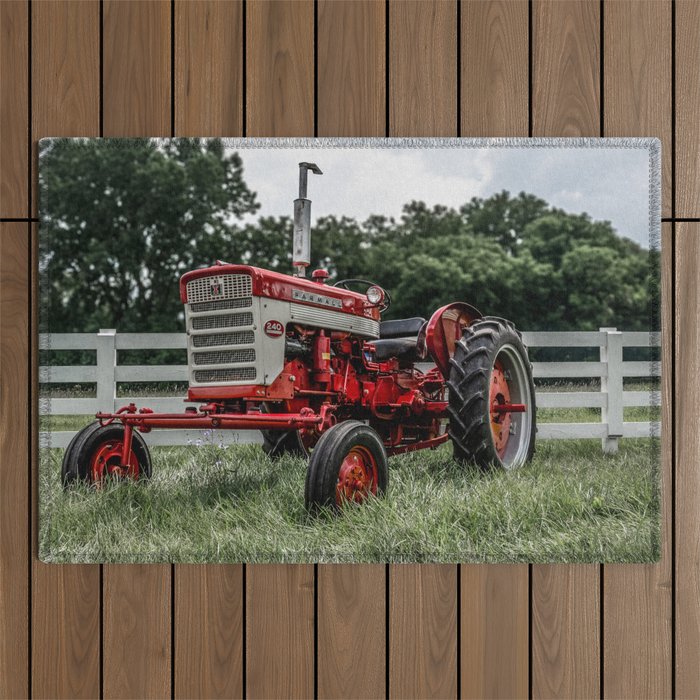 International Harvester Farmall 240 Red Tractor McCormick Deering Outdoor Rug Gallery Image 1