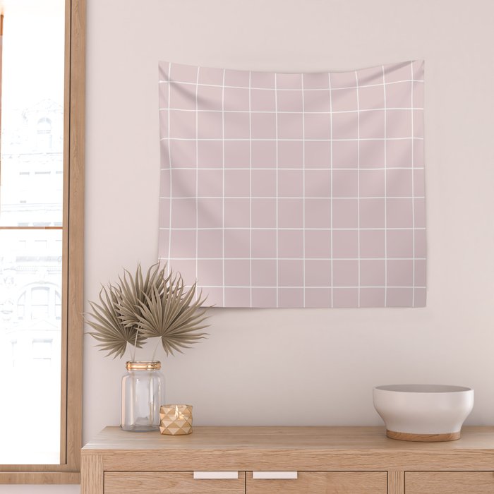 Grid (Light Pink) Wall Tapestry Gallery Image 2