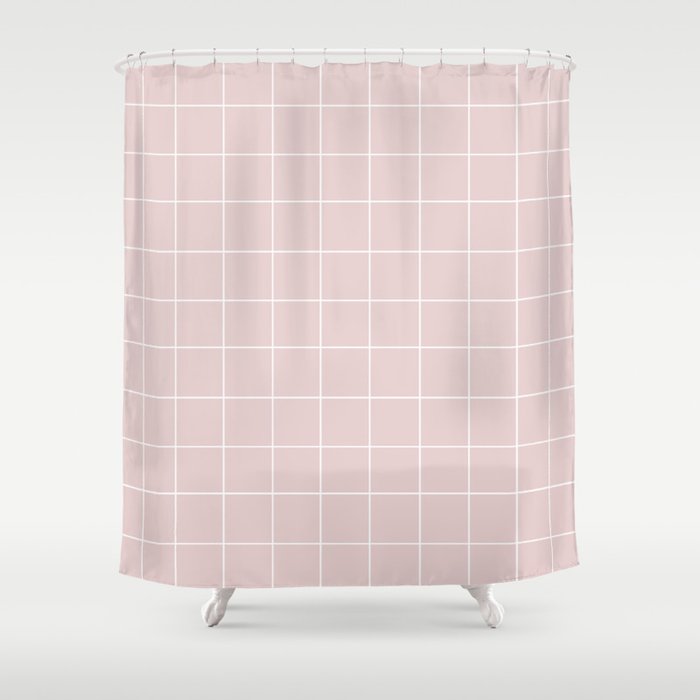 Grid (Light Pink) Shower Curtain Gallery Image 1