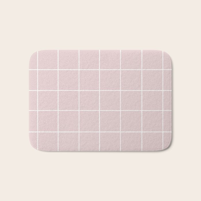 Grid (Light Pink) Bath Mat Gallery Image 1