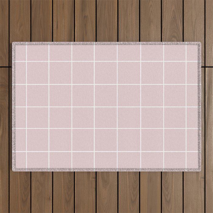 Grid (Light Pink) Outdoor Rug Gallery Image 1