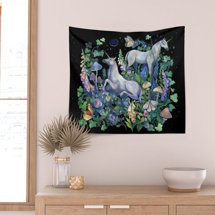 Unicorns Magical Rose Garden Wall Tapestry Gallery Image 2
