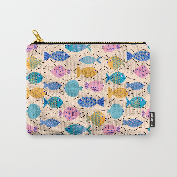 Go Fish - Blue, Yellow, Very Peri and Pink  Carry All Pouch Gallery Image 1