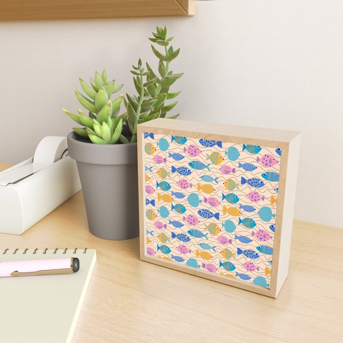 Go Fish - Blue, Yellow, Very Peri and Pink  Mini Art Print Gallery Image 2
