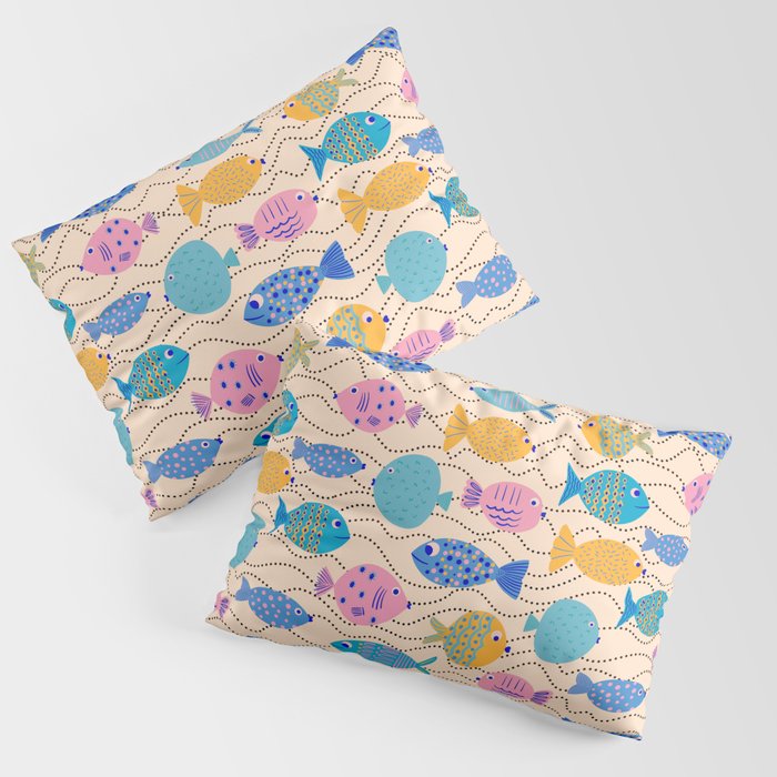Go Fish - Blue, Yellow, Very Peri and Pink  Pillow Sham Gallery Image 3