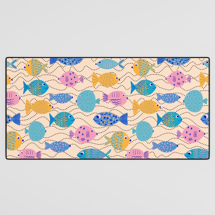 Go Fish - Blue, Yellow, Very Peri and Pink  Desk Mat Gallery Image 3