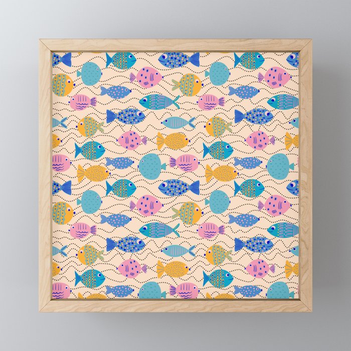 Go Fish - Blue, Yellow, Very Peri and Pink  Mini Art Print Gallery Image 1