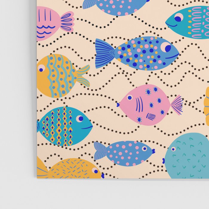 Go Fish - Blue, Yellow, Very Peri and Pink  Poster Gallery Image 3