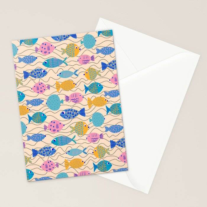Go Fish - Blue, Yellow, Very Peri and Pink  Stationery Card Gallery Image 2