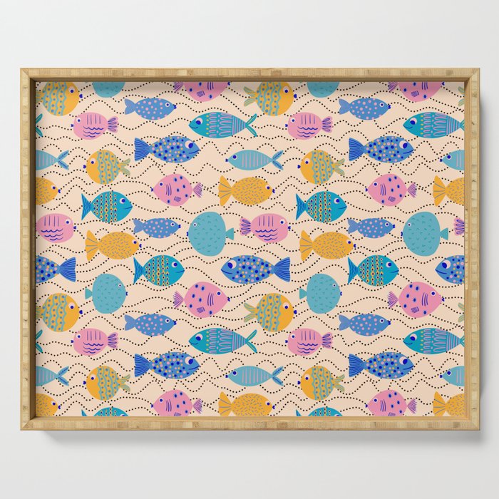 Go Fish - Blue, Yellow, Very Peri and Pink  Serving Tray Gallery Image 1