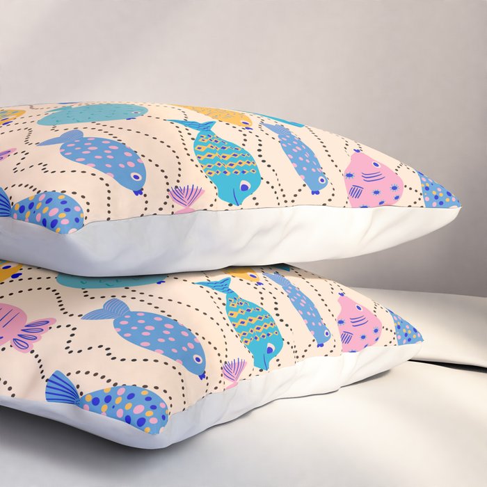 Go Fish - Blue, Yellow, Very Peri and Pink  Pillow Sham Gallery Image 3