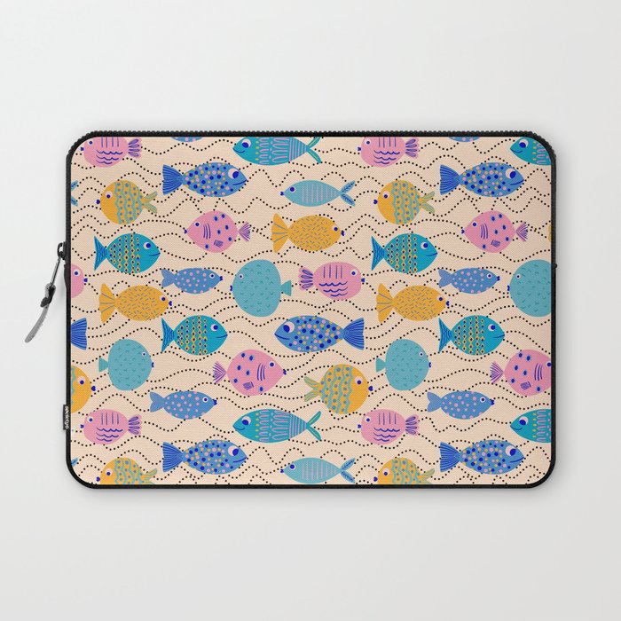 Go Fish - Blue, Yellow, Very Peri and Pink  Laptop Sleeve Gallery Image 1