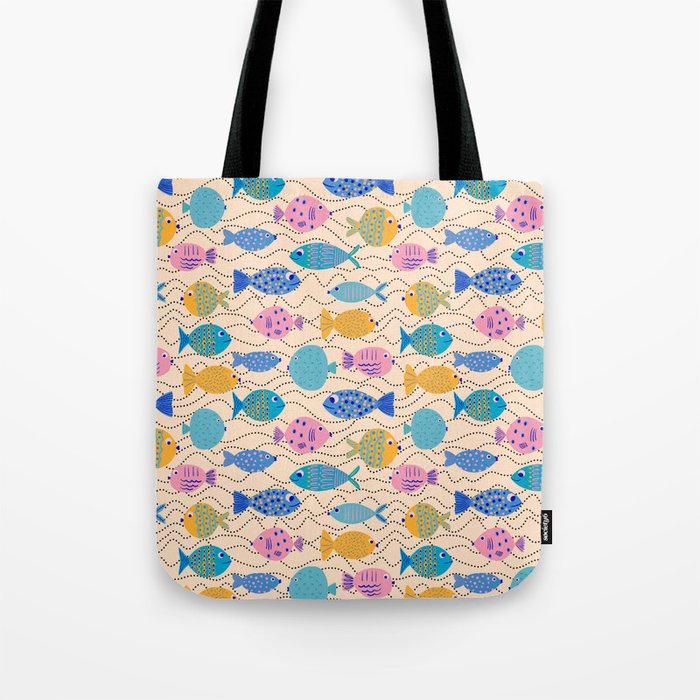 Go Fish - Blue, Yellow, Very Peri and Pink  Tote Bag Gallery Image 1