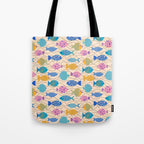 Go Fish - Blue, Yellow, Very Peri and Pink  Tote Bag Gallery Image 1