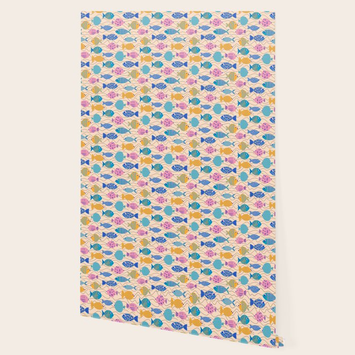 Go Fish - Blue, Yellow, Very Peri and Pink  Wallpaper Gallery Image 2