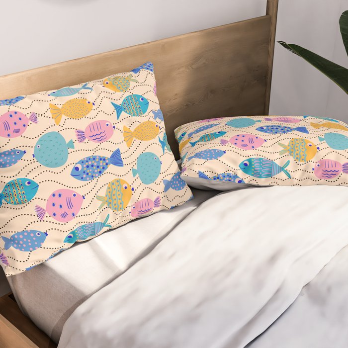 Go Fish - Blue, Yellow, Very Peri and Pink  Pillow Sham Gallery Image 2
