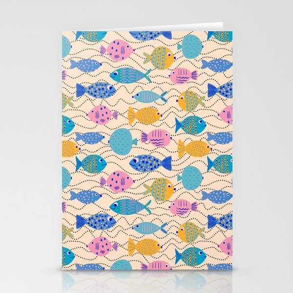 Go Fish - Blue, Yellow, Very Peri and Pink  Stationery Card Gallery Image 1