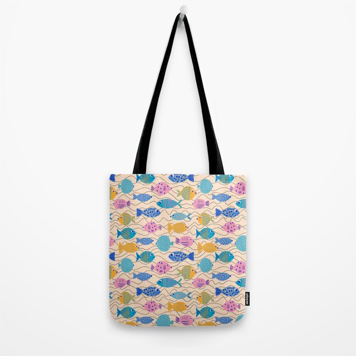 Go Fish - Blue, Yellow, Very Peri and Pink  Tote Bag Gallery Image 2
