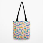 Go Fish - Blue, Yellow, Very Peri and Pink  Tote Bag Gallery Image 2