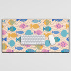 Go Fish - Blue, Yellow, Very Peri and Pink  Desk Mat Gallery Image 1
