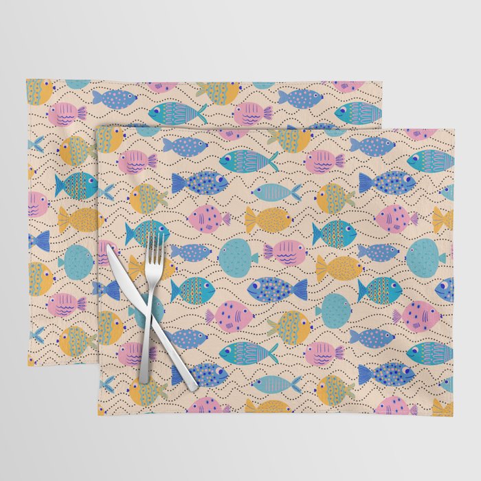 Go Fish - Blue, Yellow, Very Peri and Pink  Placemat Gallery Image 1
