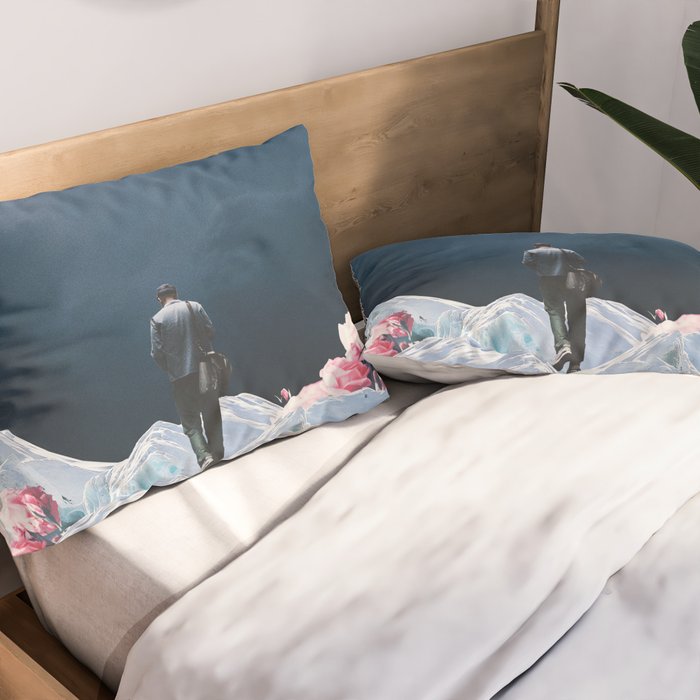 The Path to Solitude is full of Winter Roses Pillow Sham Gallery Image 2