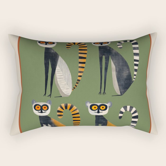 Striped Lemurs Rectangular Pillow Gallery Image 1