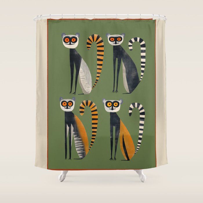 Striped Lemurs Shower Curtain Gallery Image 1