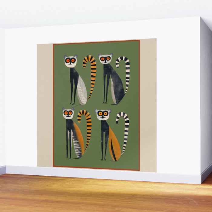 Striped Lemurs Wall Mural Gallery Image 2