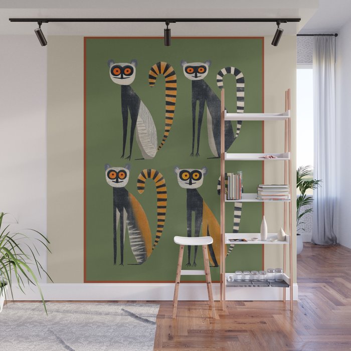 Striped Lemurs Wall Mural Gallery Image 1