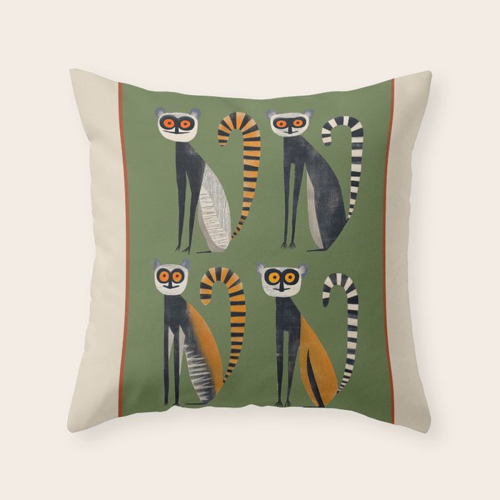 Striped Lemurs Throw Pillow Gallery Image 6