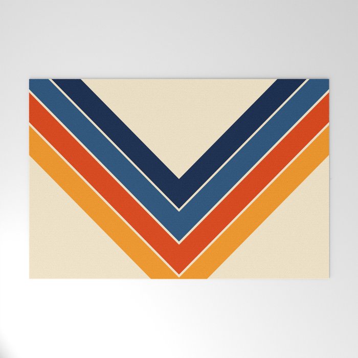 Colorful V Shape Retro Stripes Chilseongsin Welcome Mat Gallery Image 1