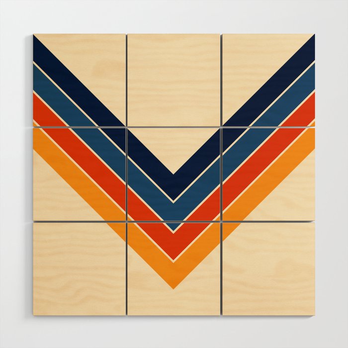 Colorful V Shape Retro Stripes Chilseongsin Wood Wall Art Gallery Image 1